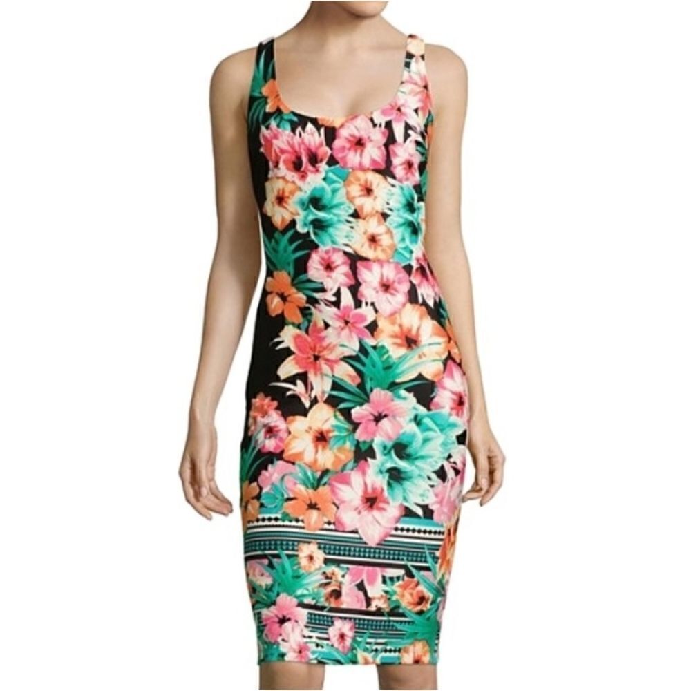 Bisou Bisou Black Floral Dress Sz 2